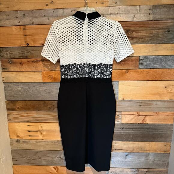 ZARA Black Sheath Tube Dress Twee Lace Short Sleeve Top Size S Office Cocktail - Picture 12 of 16